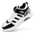 Modern Black-White Sneakers with Orange Accents
